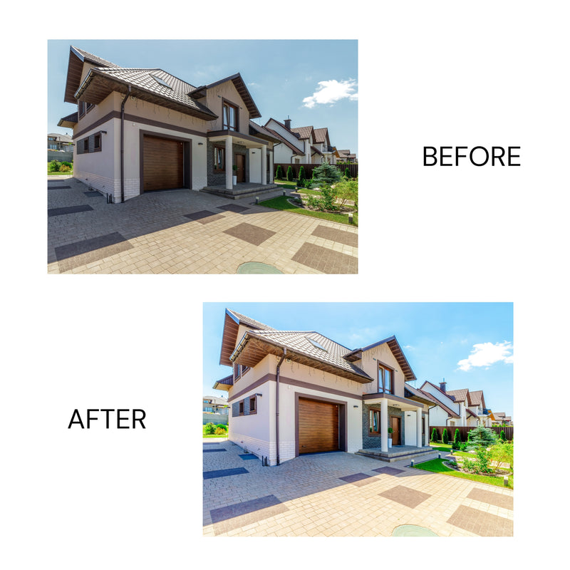 Outdoor image of cozy cottage enhanced with clean tones